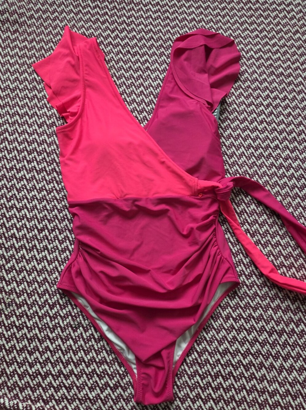 Ruffle Shoulder One-Piece Swimsuit in Vibrant Fuchsia
